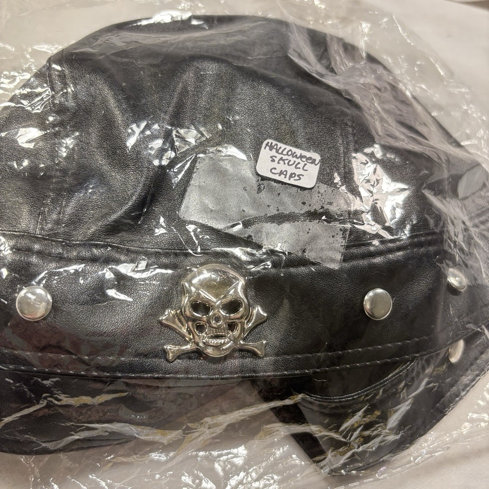 Cycling Bandana Doo Rags Adjustable Skull Cap Motorcycle Biker Leather Cap Black